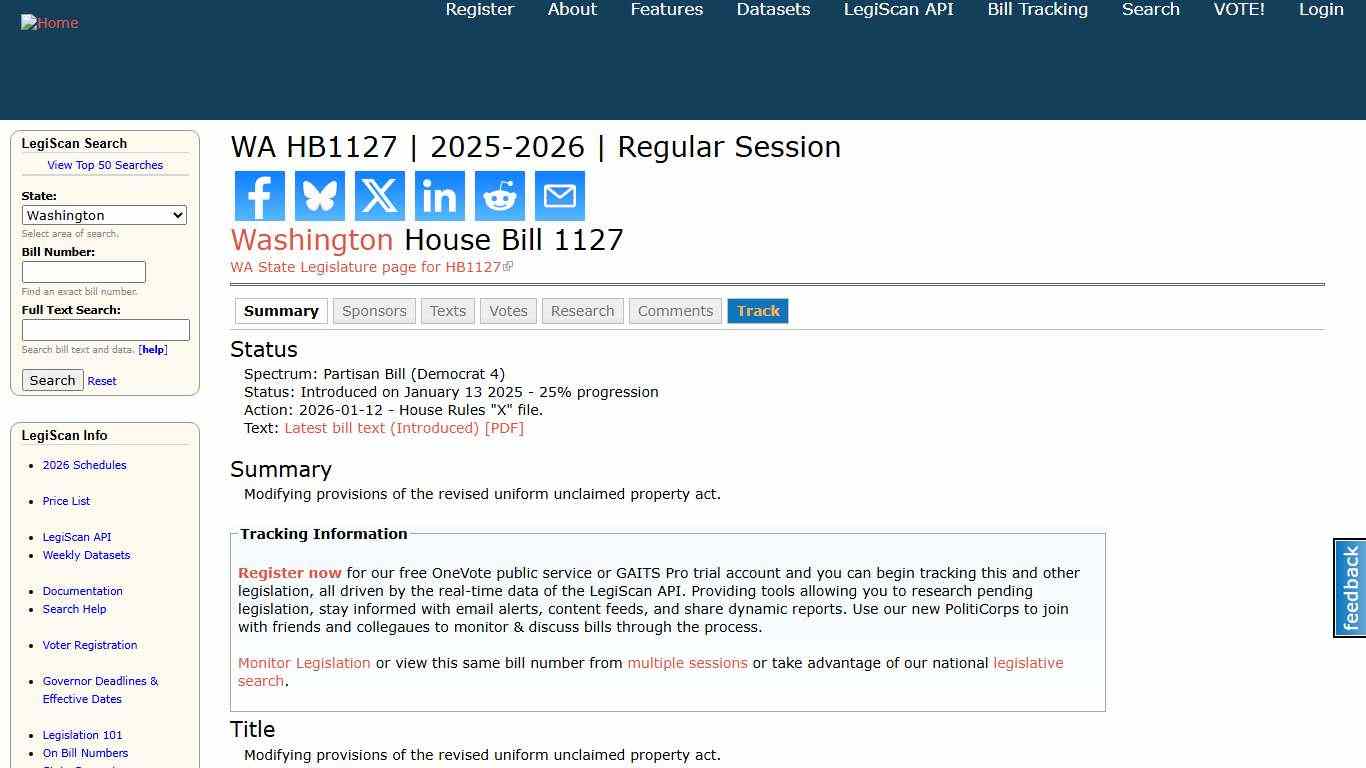 WA HB1127 | 2025-2026 | Regular Session | LegiScan