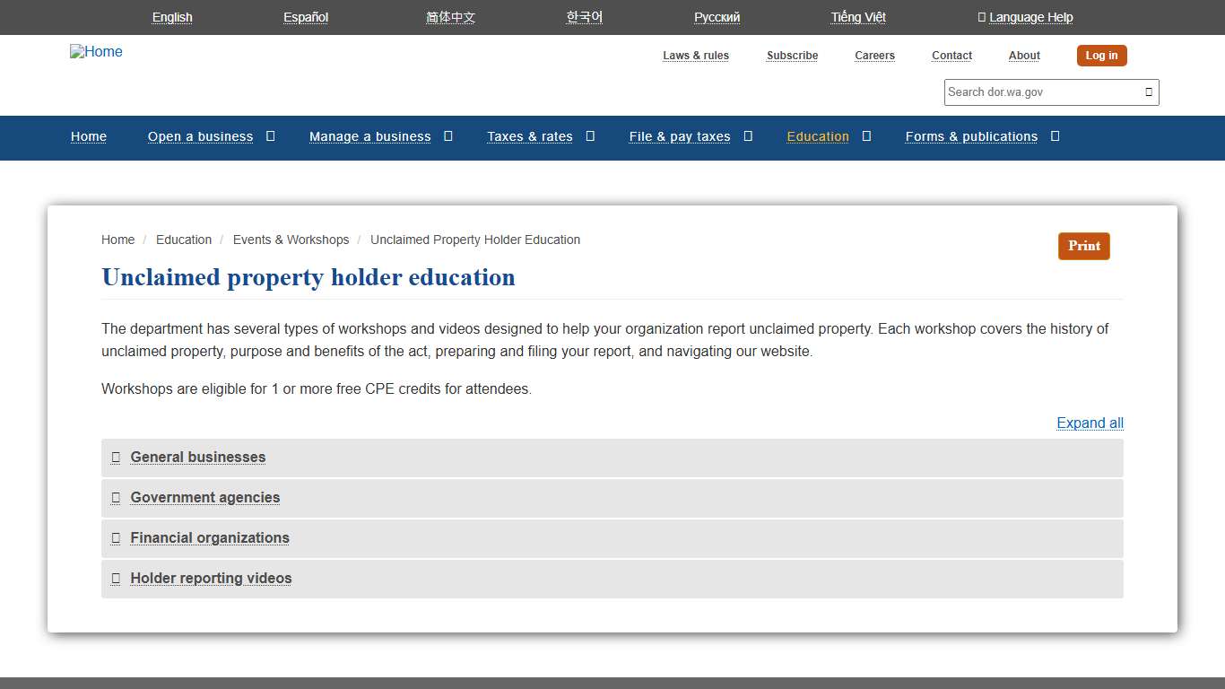 Unclaimed property holder education | Washington Department of Revenue